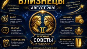 Близнецы на август 2026 — Бережные советы и подсказки