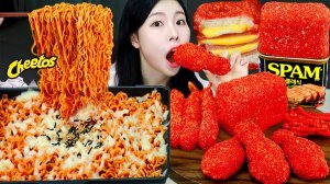 Мукбанг - острая лапша и сырные закуски