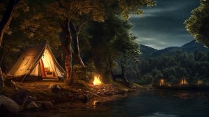 🔥 ЗВУК КОСТРА И ЖУРЧАНИЕ ВОДЫ В ПАЛАТКЕ НА БЕРЕГУ ✨ НЕЖНЫЕ ЗВУКИ ПРИРОДЫ ДЛЯ СНА В ЛЕСУ У РЕКИ