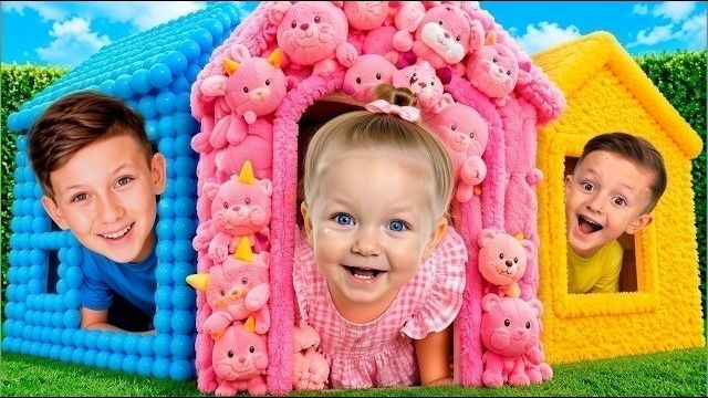 3 цвета, 3 маленьких домика Челлендж ДОМИКОВ с Евой! смотреть онлайн