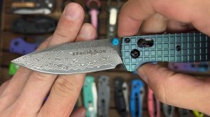 Нож  реплика Benchmade 535 Bugout Frag Titanium Damascus A+++ - титан цвет иний, клинок дамаск