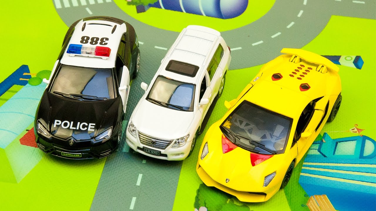 Обзор машинок для детей. Новые машинки KINSMART. Полицейская машина. Overview cars for children. смотреть онлайн