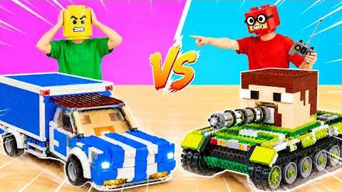 Трансформеры ЛЕГО грузовик SONIC против танка STEVE Crab Tank — битва за эволюцию в Minecraft смотреть онлайн