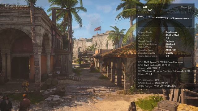 Assassin's Creed Black Flag Resynced 7700X + 9070XT | 4K FSR4Q RT Extended, All Max