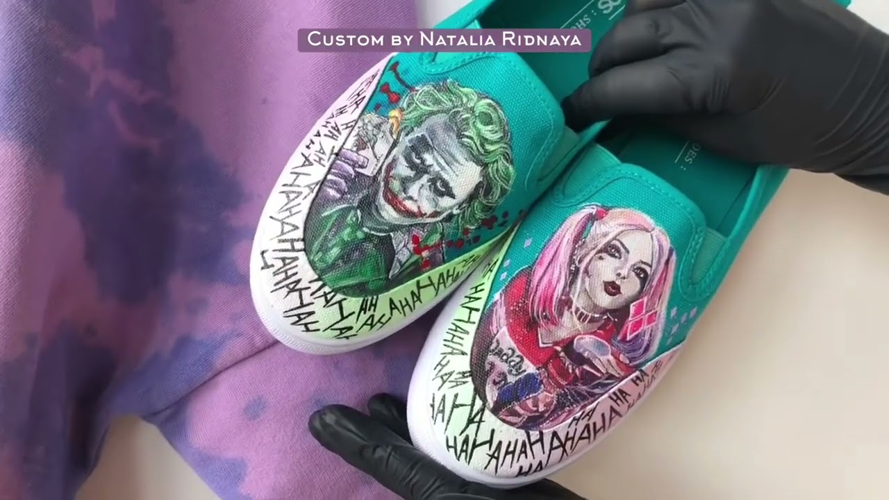 Joker and Harley Queen custom painted shoes / Кастом роспись обуви Джокер и Харли Квинн смотреть онлайн