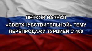 Песков назвал «сверхчувствительной» тему перепродажи Турцией С-400