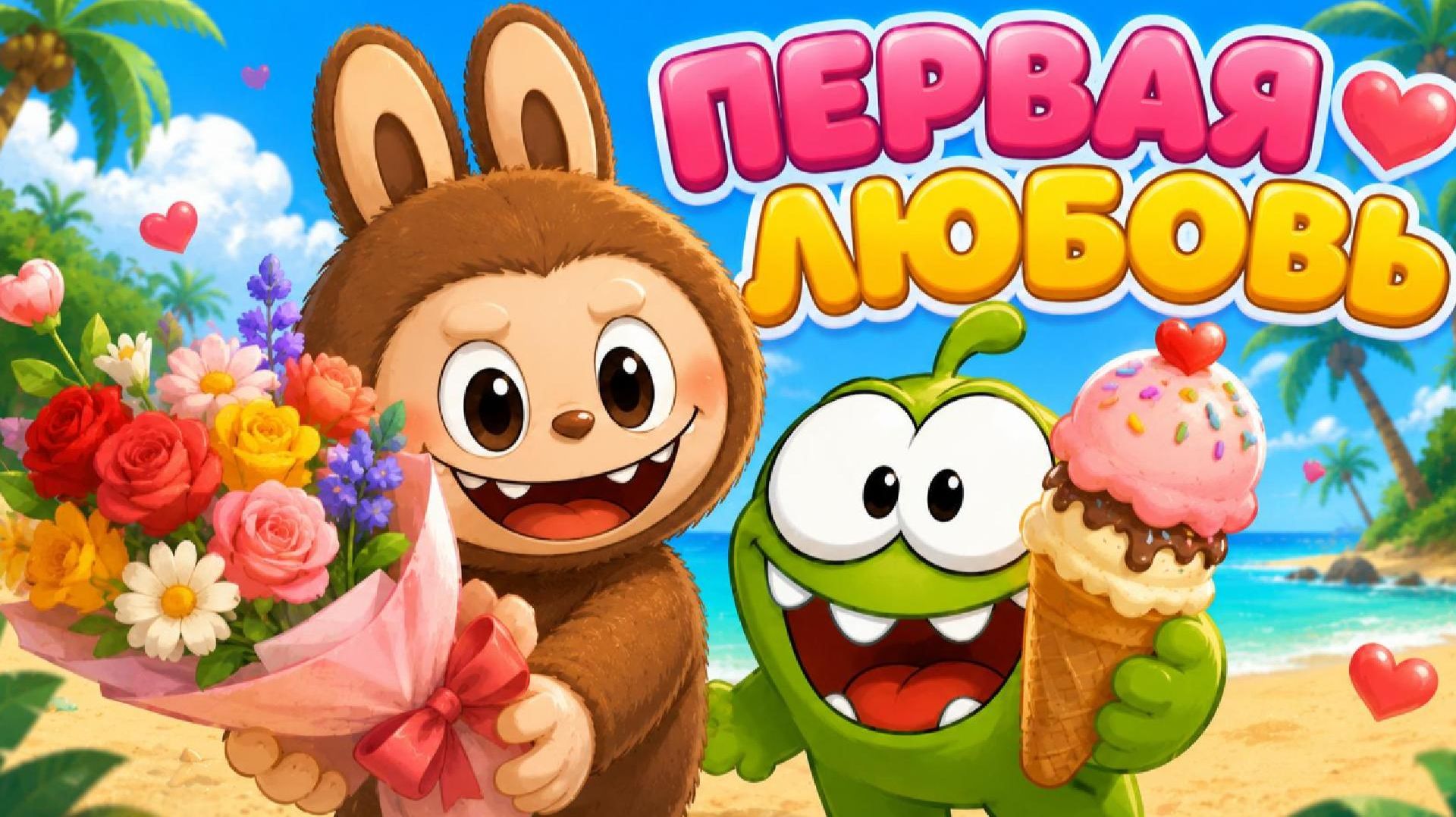 💖 ПЕРВАЯ ЛЮБОВЬ 💖 Лабубу и Ам Ням | Добрый мультик для детей 🌸🍦🎈 смотреть онлайн