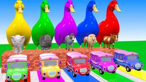 Длинный мульт со слоном, зеброй, львом, коровой, бегемотом, 3D-игра с животными, забавные 3D-жи