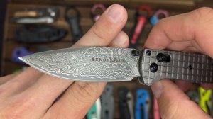 Нож  реплика Benchmade 535 Bugout Frag Titanium Damascus A+++ - серый титан, клинок дамаск