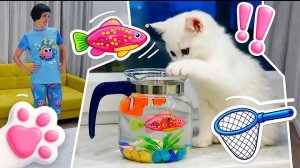 Ночные проказы Кефира! Маша Капуки греет молоко и укладывает котёнка спать