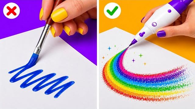 Из беспорядка в искусство 🎨💖 Простые лайфхаки рисования от 123 GO! LIKE смотреть онлайн