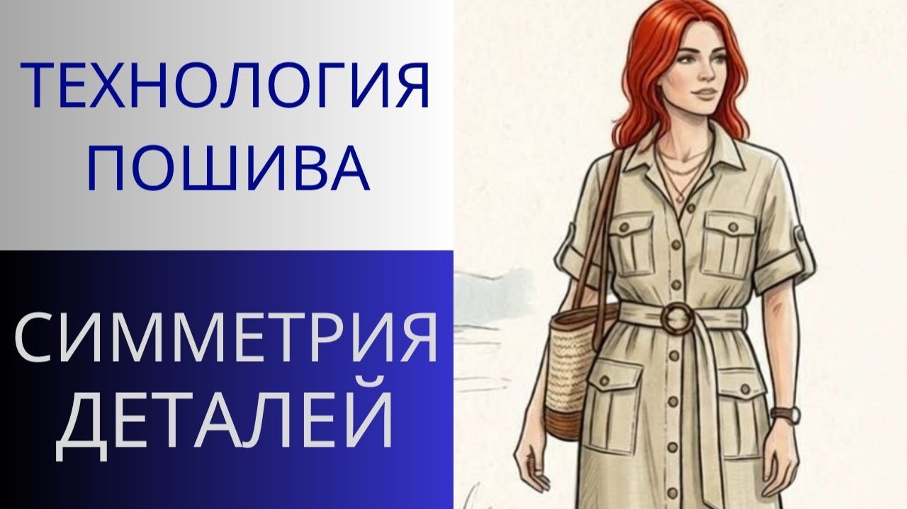 Как симметрично расположить детали. Технология пошива. Платье в стиле сафари с накладными карманами смотреть онлайн