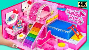 (ЛЕГКО) Построить своими руками милую розовую спальню мечты Hello Kitty, бассейн ❤️ Миниатюрный