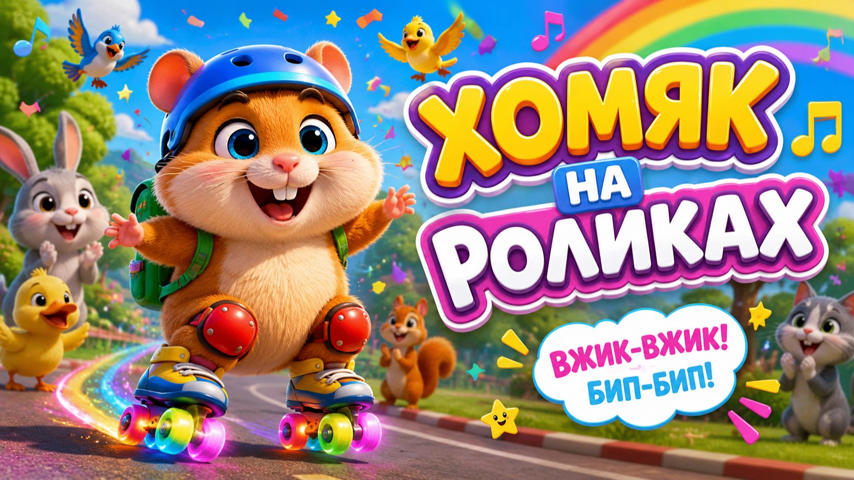 🐹 ХОМЯК НА РОЛИКАХ 🚀 Весёлая детская песенка | Танцуем вместе! смотреть онлайн