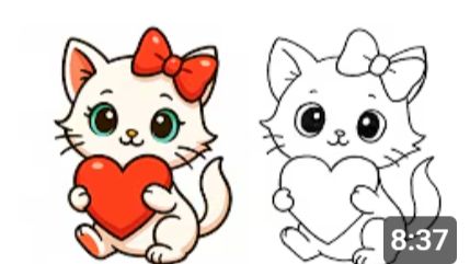 Как нарисовать милого кота, держащего сердечко 🐱❤️ смотреть онлайн