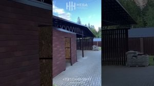 Навес с хозблоком и большой двускатной крышей