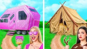 Бедная vs Ультра Богатая Палатка | Строим Домики Одного Цвета