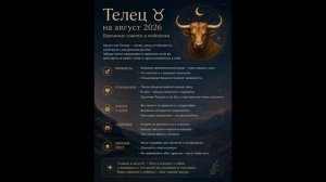 Телец на август 2026 — Бережные советы и подсказки