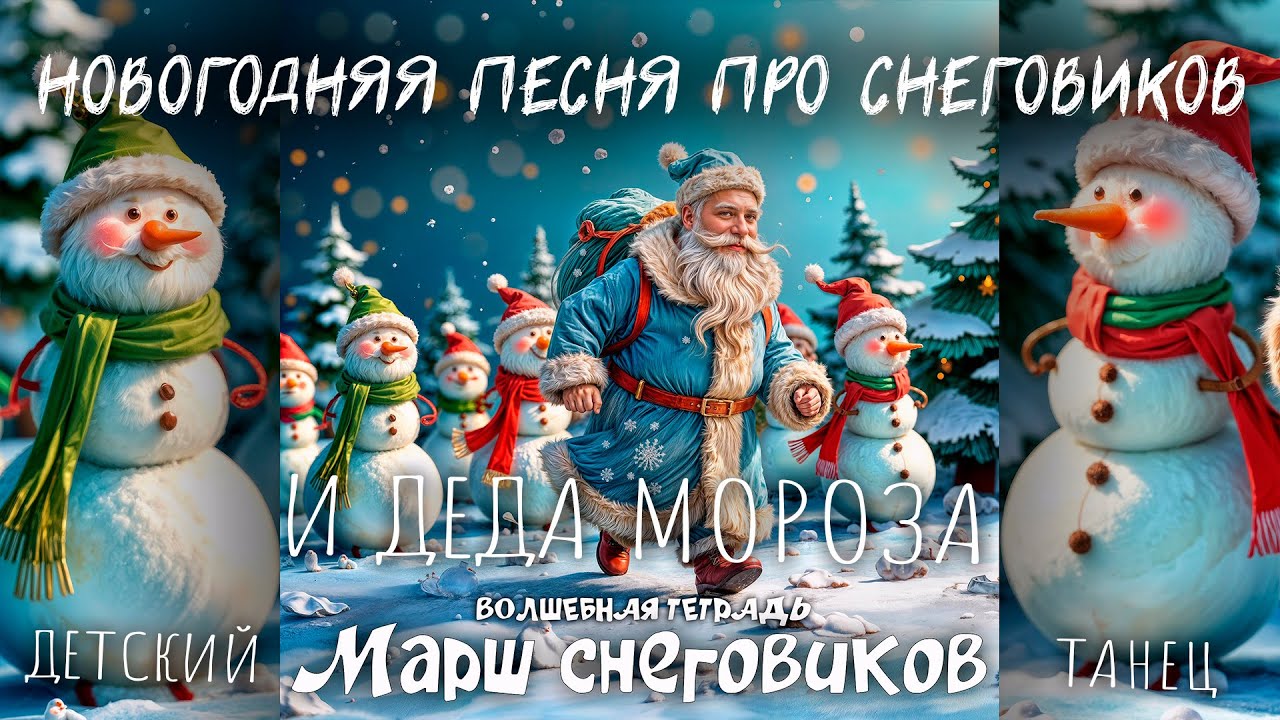 Волшебная тетрадь. МАРШ СНЕГОВИКОВ. Новогодняя детская песня-танец про снеговиков и Деда Мороза. смотреть онлайн