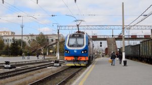 Электровоз пассажирский KZ4AT-0013 на станции Кокшетау