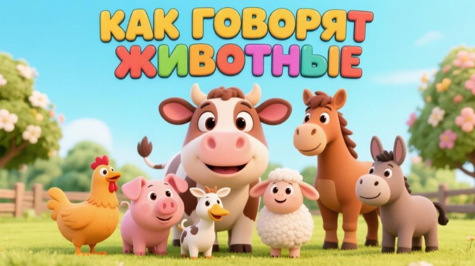 Как говорят животные на ферме? Обучающий мультфильм для детей 🐷