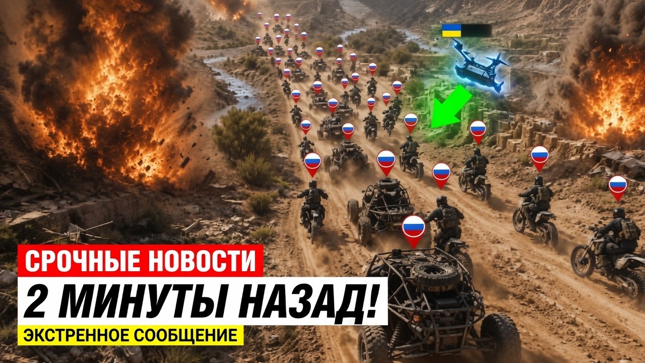 Огромная колонна мотоциклов и квадроциклов ВС РФ вошла в Украину – Через 2 минуты её не стало! смотреть онлайн