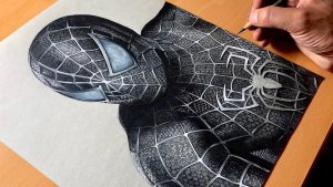 РИСУНОК ЧЕЛОВЕК ПАУК - КОСТЮМ СИМБИОТА MARVEL