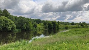 Перед грозой. Природа Подмосковья. Лес, река и небо, замершее перед дождëм. Июль 2026