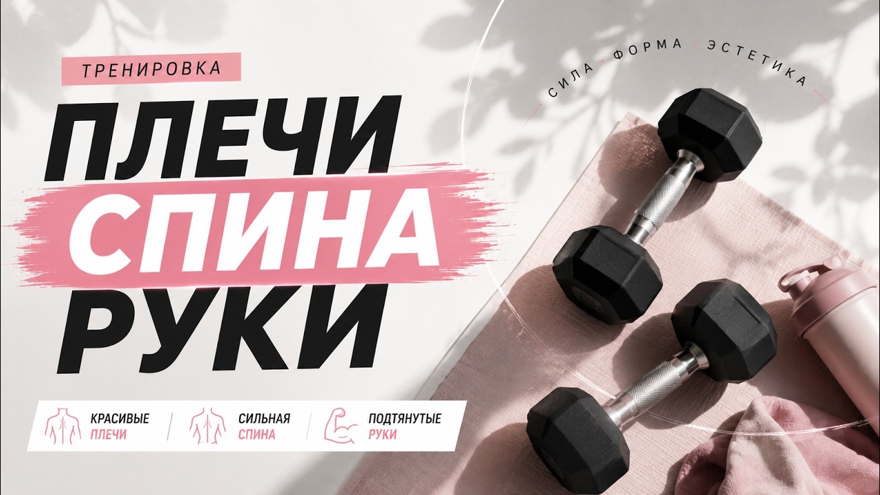 💪 СИЛЬНЫЕ РУКИ И КРАСИВАЯ СПИНА | Тренировка с гантелями дома смотреть онлайн