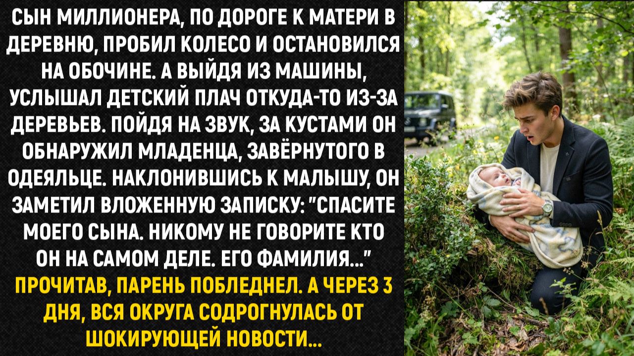 Сын миллионера, по дороге к матери в деревню, пробил колесо и остановился на обочине...