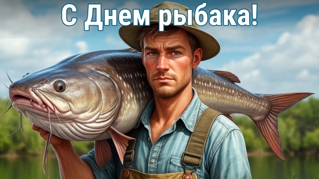 С днём рыбака. Роскошная музыкальная открытка. смотреть онлайн