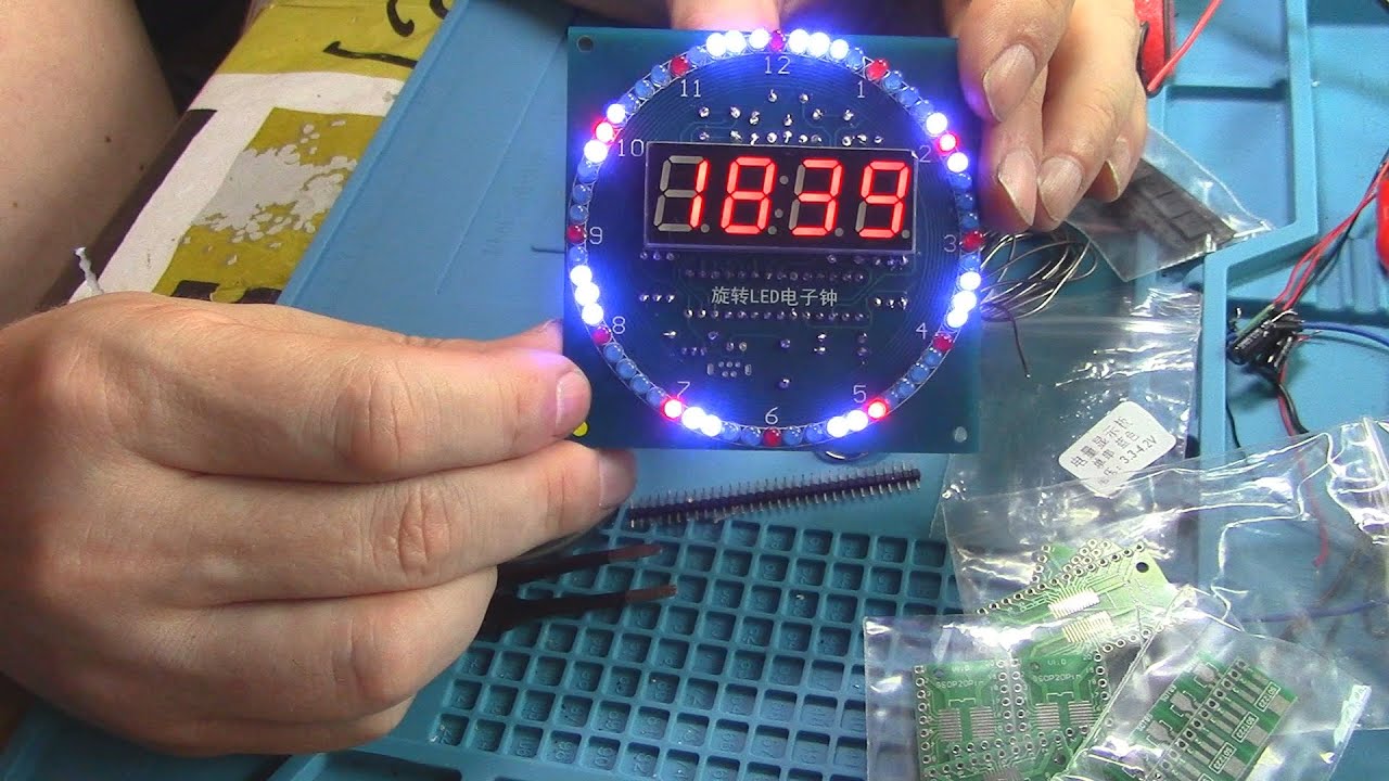 DIY KIT DS1302 LED Clock with Calendar Alarm Temperature Sensor LED Second Hand Годинник календар смотреть онлайн