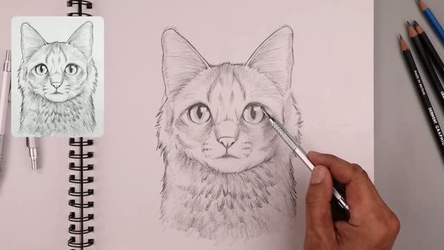 Как нарисовать профессионально кошку карандашом смотреть онлайн