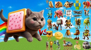 Nyan Cat G Gattatino Няннино против всех боссов Brainrot ｜ Битва мобов в Майнкрафте