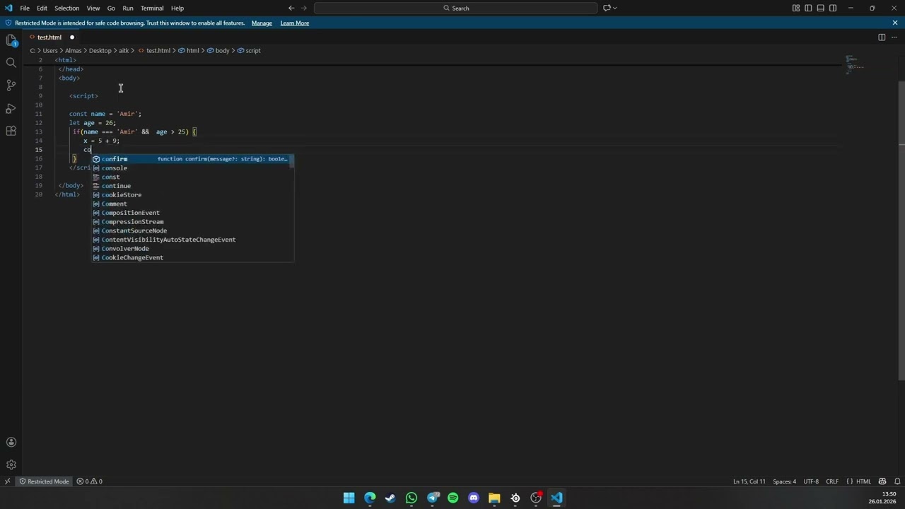 JS: синтаксис, переменные, функции, DOM (Практический урок) смотреть онлайн