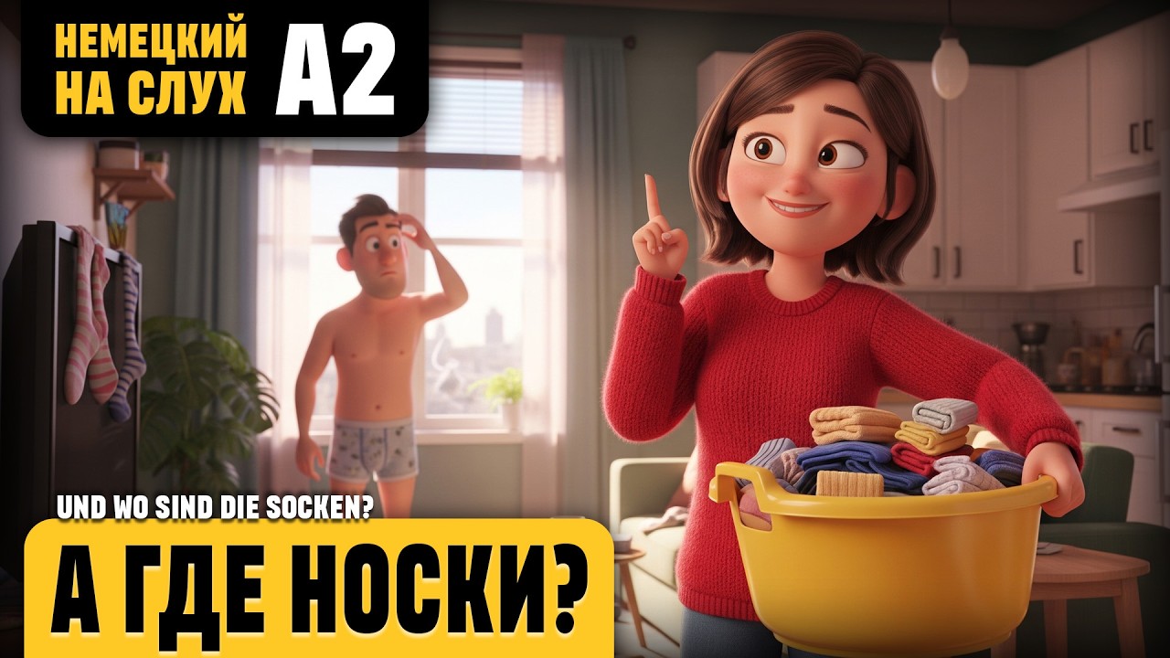 А где носки? Весёлый рассказ (уровень А2). Немецкий на слух. смотреть онлайн