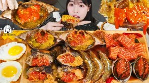 Мукбанг - морепродукты - морепродукты крупно