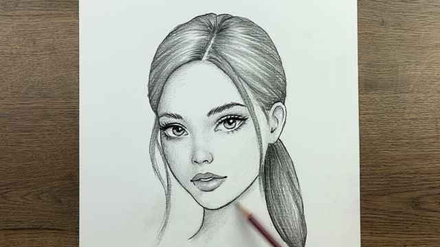 Как легко нарисовать красивую девушку карандашом, шаг за шагом, для начинающих. смотреть онлайн