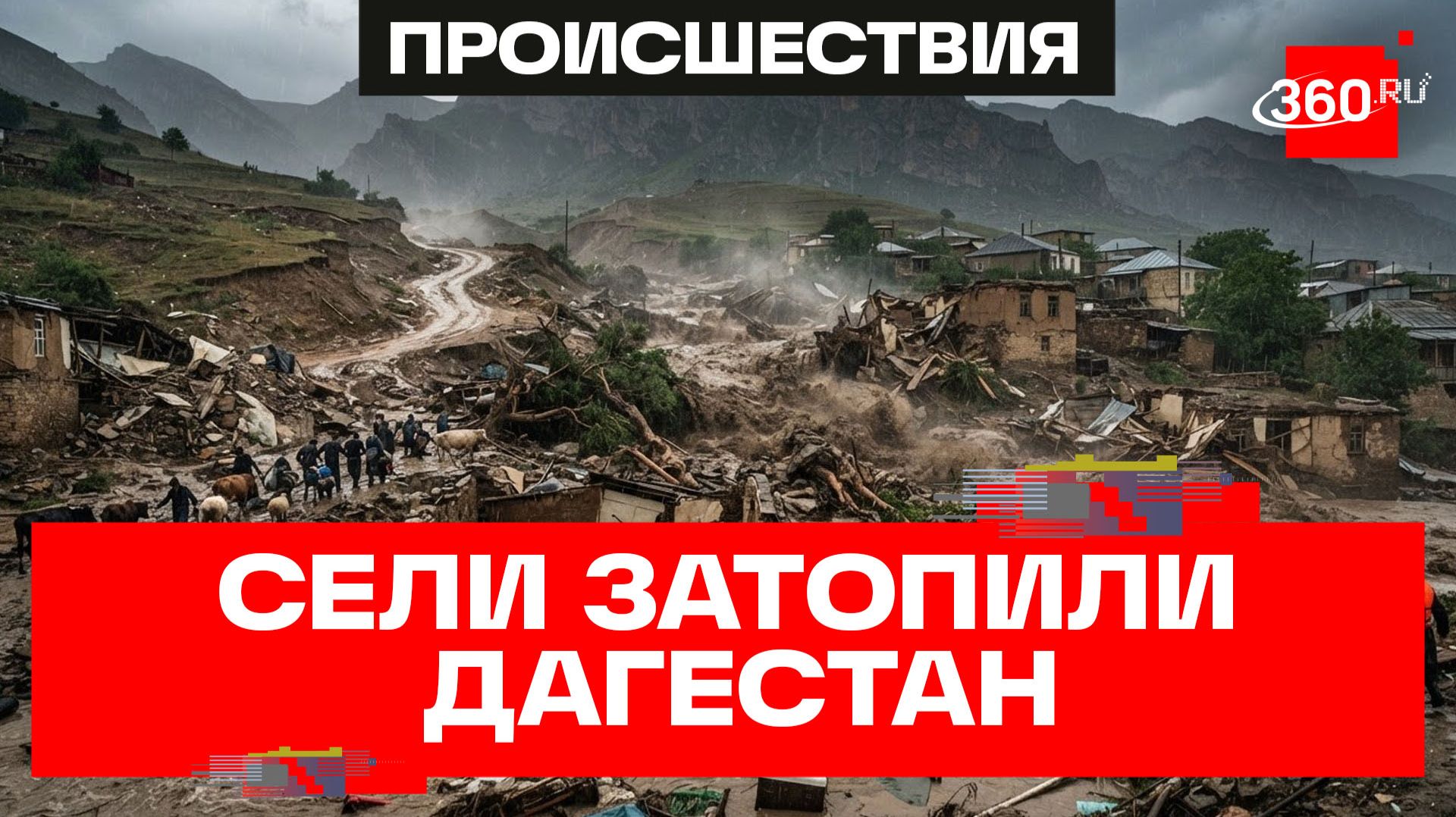 Селевые потоки снесли стада скота, подтопили дома и фермы. Последствия паводков в Дагестане смотреть онлайн