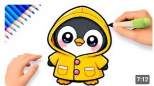 КАК НАРИСОВАТЬ МИЛОГО ПИНГВИНА ШАГ ЗА ШАГОМ 🐧🌂