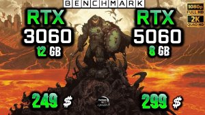 RTX 3060 12GB vs RTX 5060 8GB / Test / 1080p - 1440p  / in 8 Games / Ryzen 7 9800X3D