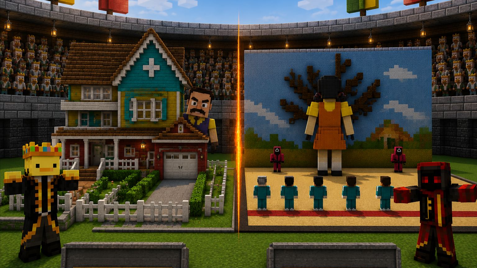 УЖАСТИК И ПРО СТРОЯТ МИНИ ИГРУ В MINECRAFT | МУЛЬТИК MINECRAFT смотреть онлайн