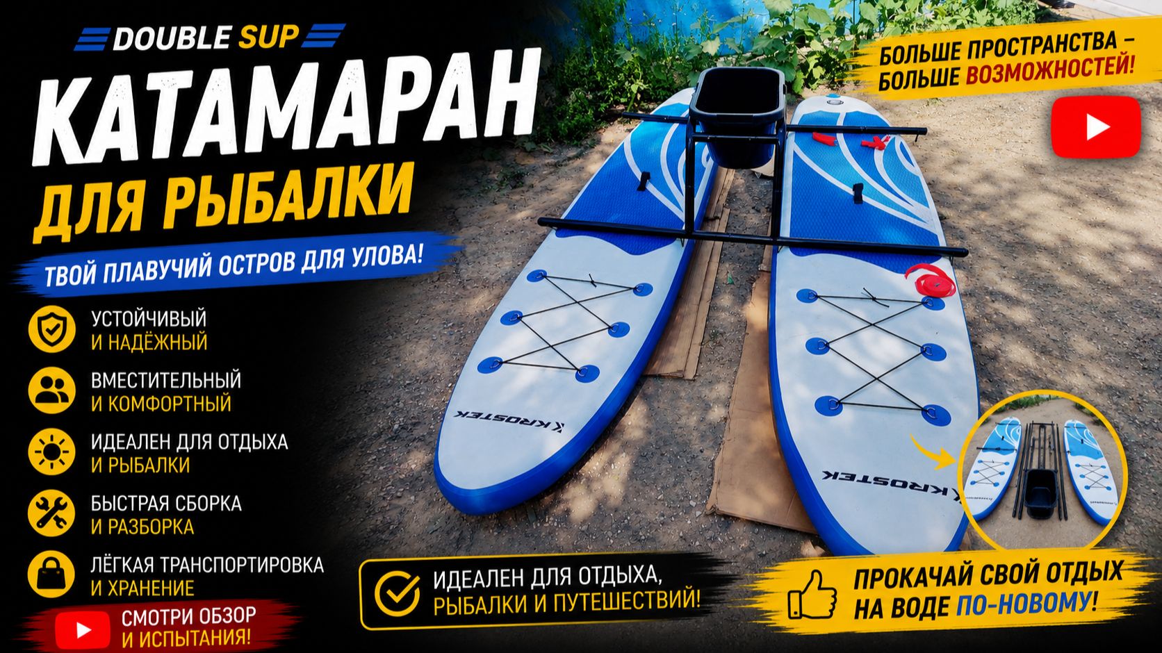 Разборный катамаран Double Sup без крыши