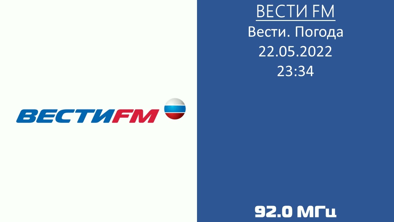 "Вести. Погода" (Вести FM, 22.05.2022, 23:34). смотреть онлайн