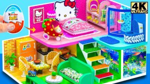 Постройте милый 4-цветный домик из картона со спальней Hello Kitty для питомца ❤️ Миниатюрный д