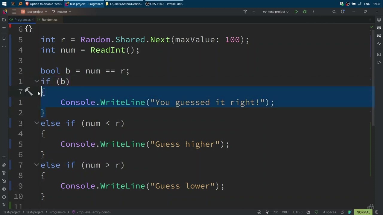 C# Синтаксис Flow Control (if, while). Логические выражения (bool) смотреть онлайн