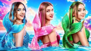 Три РУСАЛКИ попали в мир людей! 🧜♀️🔮 Розовая vs Голубая vs Зеленая устроили ЦВЕТНОЙ челлендж!