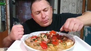 Мукбанг/Обжорыч/Мясо на кости с Овощами/