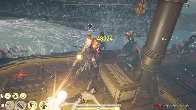 Assassin's Creed Odyssey. Морской бой. Задача потопить три вражеских корабля.