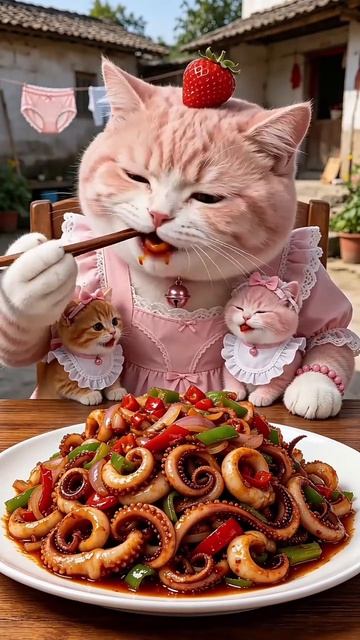 Семейный обед пошел не по плану! 😹🐾